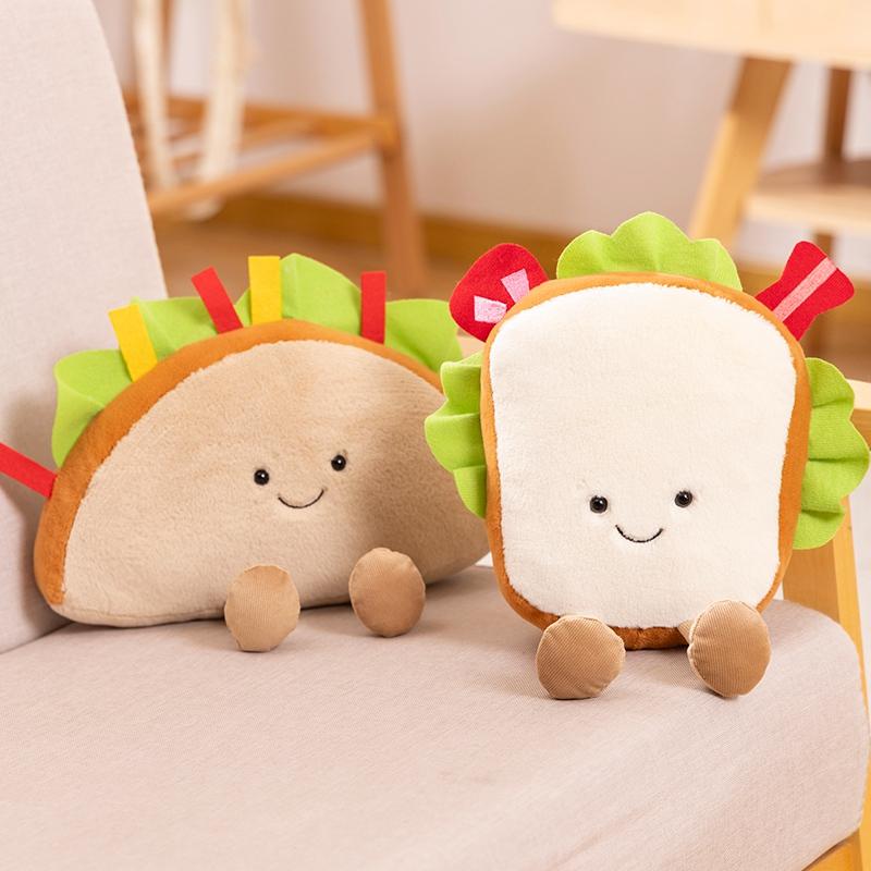 Cartoon Simulation Anime Food Series Doll Sandwich/Tucker/Pizza/French Fries Plush Toys Children's Handmade Doll Gifts