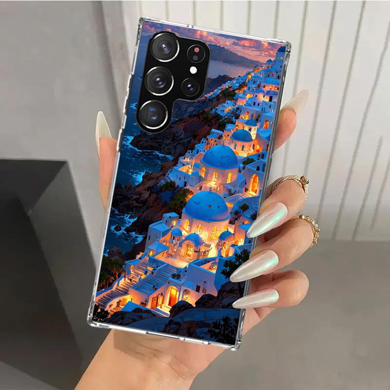 Greece In Summer Santorini Phone Case for Samsung Galaxy S26 S24 S23 Ultra S25 Edge S22 S21 Plus S20 FE + Soft Print Shell Funda