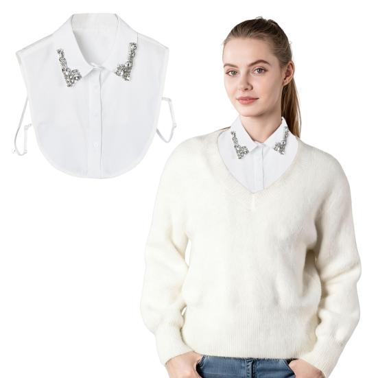 Блестящий съемный воротник со стразами, красный рождественский клетчатый, искусственный воротник, женский съемный накладной воротник, акцент для свитера