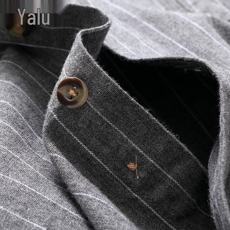 Мужская рубашка Yalu из чистого хлопка с начесом, в полоску, с длинным рукавом