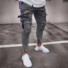 Stretch Men's Jeans Fashion Knee Ripped Zipper Skinny Trousers Denim Pants High Waist Side Pockets