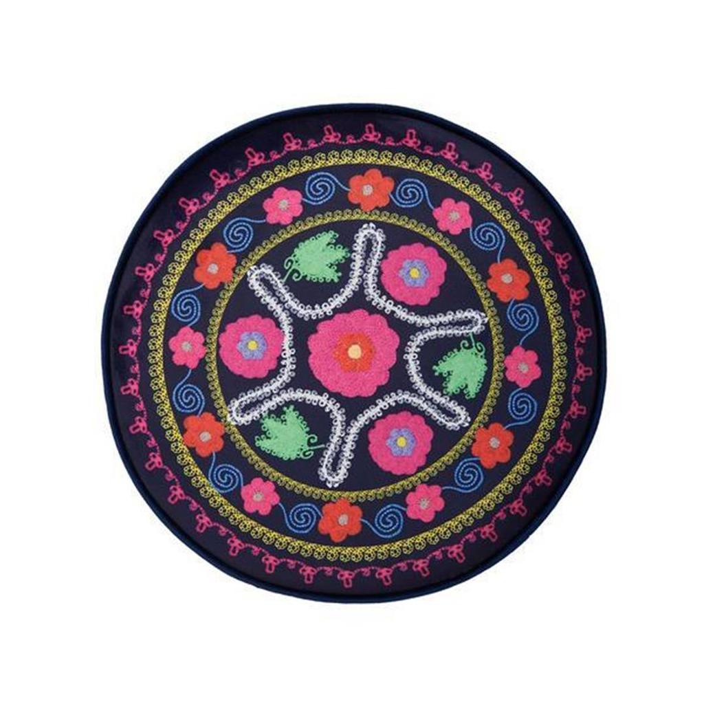 Just Home Ретро Круглый Этнический Пуф Разноцветный