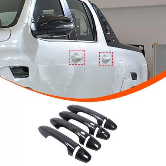 Carbon Fiber ABS Outer Door Handle Shell Cover Trim For Toyota Hilux 2015-2024
