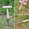Hand Dibber Stainless Steel Sow Dibbler with Wood Handle Garden Hole Punch Dibbler Tool for Planting Seeds