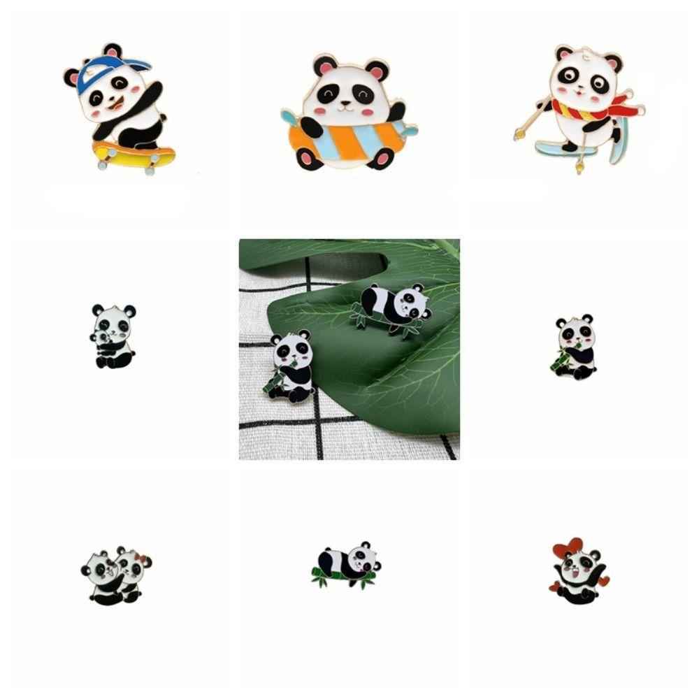 Брошь в китайском стиле Гигантская панда Цинковый сплав Эмаль Элегантная Украшение для пальто