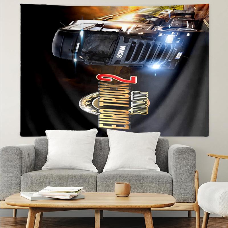 Truck Print Tapestry, Backdrop, Easy Setup, Ideal for Bedroom, Office & Living Room, with Aesthetic Wall Hanging Decor.