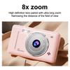 Portable Ccd Digital Camera 5Mp 4K Video Vlog Dual Camera 64G Memory Card 8X Zoom Auto Focus 2.4 Inches Screen For Students