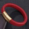 Fashion Braided Men Bracelet Red Leather Bracelet Stainless Steel Clasp Women Jewelry Gift BB0236