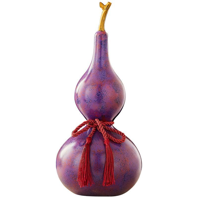 Purple Resin Decorative Gourd Ornament Chinese Style Entryway Living Room Gift Elders Prosperity Luck