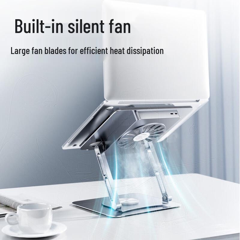 llano Adjustable Laptop Cooling Stand with 360° Rotation and Fan