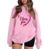 Women's Casual Fashion Valentine's Day Print Long Sleeve O-Neck Sweatshirts Pullover Top