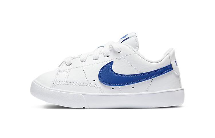 Nike Кроссовки Blazer Нескользящие Износостойкие Нескользящие Износостойкие Низкие Детские Обувь Белый Синий CZ7581-100