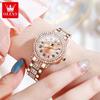OLEVS 9943 Luxury All Diamond Original Quartz Watch for Women Elegant Rose Gold Stainless Steel Waterproof Ladies Wrist Watches
