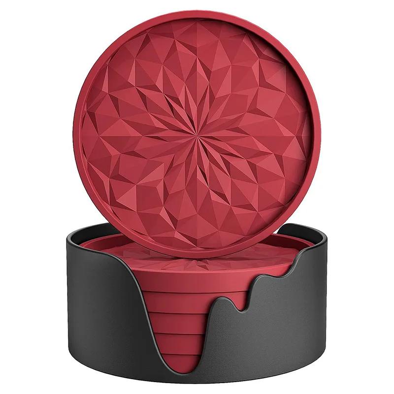 Thick Anti Slip Diamond Shaped Silicone Dining Table Insulation Pad, Beverage High-temperature Resistant Soft Rubber Coaster