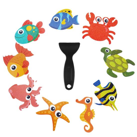 1 комплект, наклейка для ванны, яркие цветные клейкие наклейки с цветочным и животным узором, противоскользящие наклейки для душа для ванной комнаты