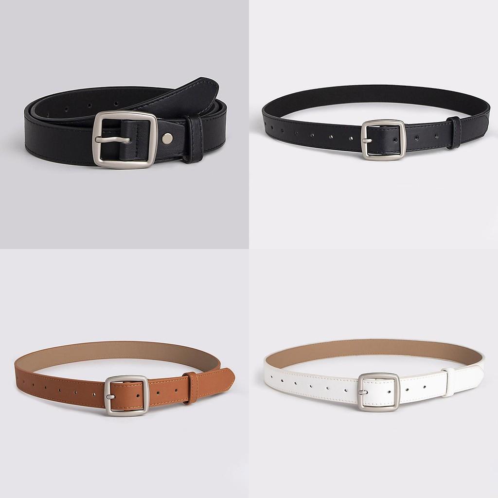Простой однотонный женский ремень из искусственной кожи с геометрической металлической пряжкой