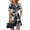 Женские летние платья Женские летние платья с цветочным принтом Повседневные платья с коротким рукавом и круглыми карманами