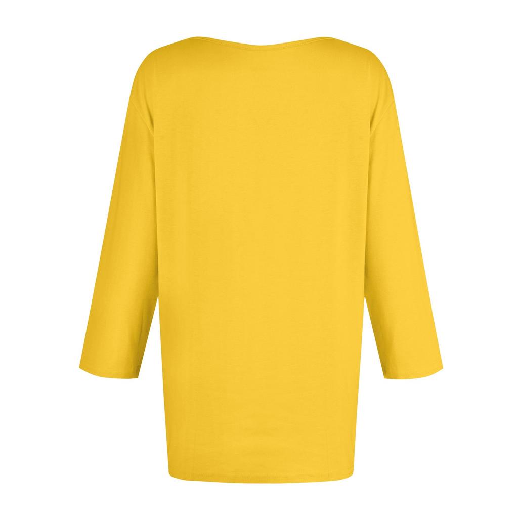 Женская мода на каждый день Повседневная футболка с v-образным вырезом и семиточечным рукавом с принтом Топ