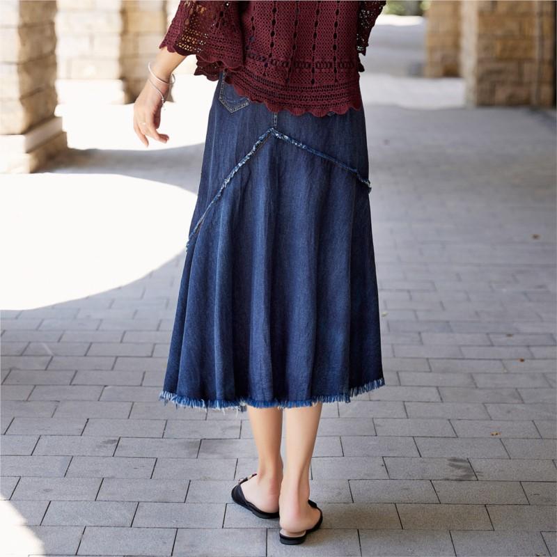 Johnature Летняя женская мода, однотонная винтажная нерегулярная ковбойская юбка с вышивкой, нишевая дизайнерская юбка