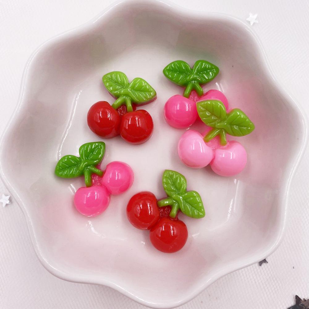 Resin Lovely Fruit Cherry Flatback Cabochon Stone Figurines Applique Home Decor Crafts 20pcs DIY Girl Bow Scrapbook Craft