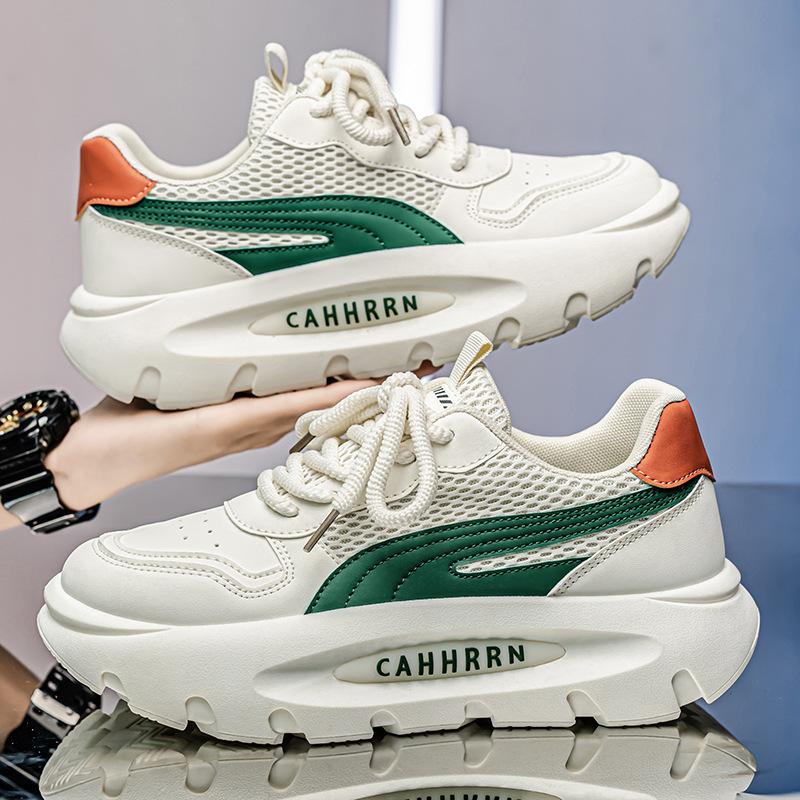 Мужская обувь весна-лето 2025 новый тренд круглый носок универсальная дышащая платформа спортивный досуг сочетание цветов удобная мужская обувь