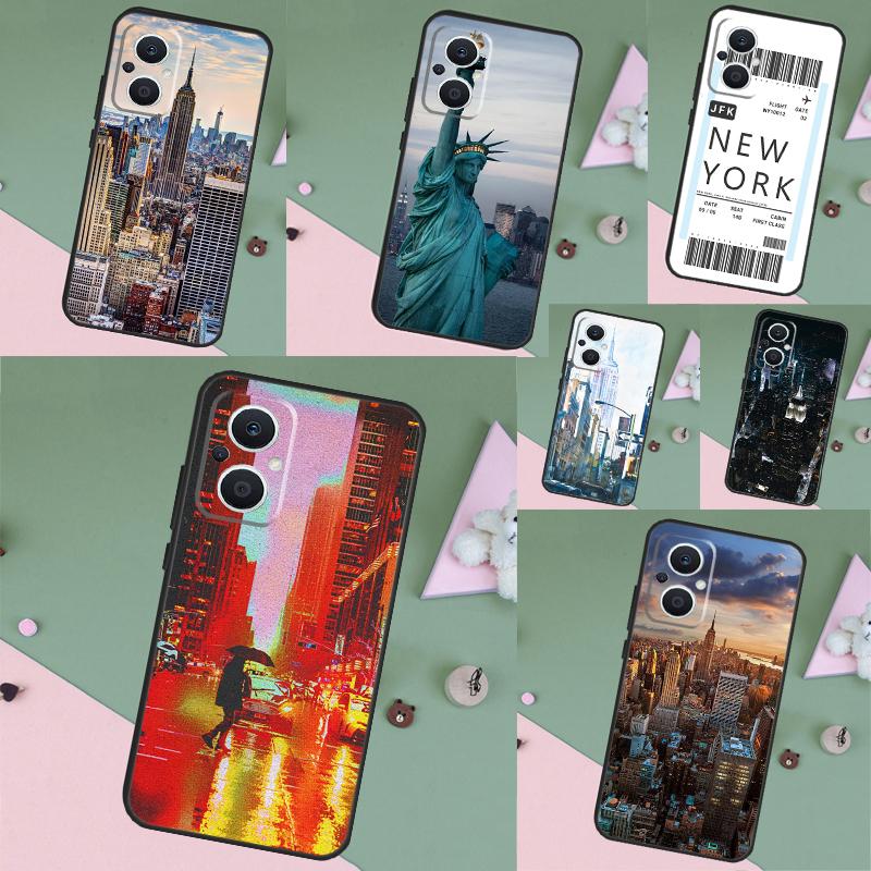 Чехол для телефона OPPO Reno 15F 13F 14F 12 11 F 10 14 15 Pro 7 8 Lite OPPO Find X9 X8 X6 X5 Pro с рисунком Нью-Йорка
