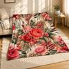 Leopard Rose Floral Plush Throw Blanket Chic Floral Decor