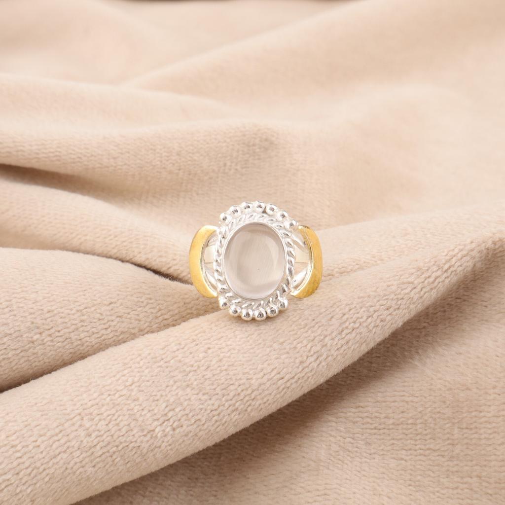 Natural Selenite Gemstone 925 Sterling Silver Jewelry Stylish Ring Women's Gift RR-61-39