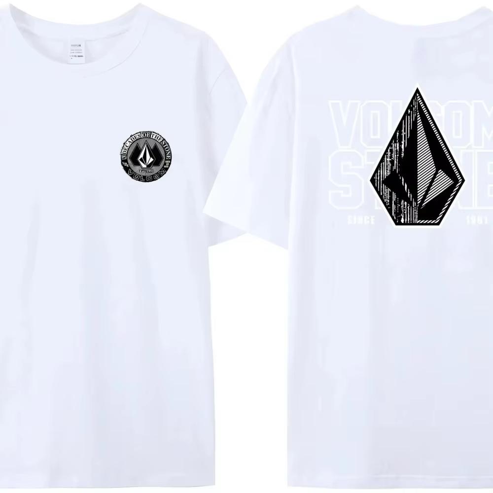 Мужская летняя футболка Volcom Obsidian - Удобная футболка с коротким рукавом с логотипом спереди и большим графическим принтом на спине