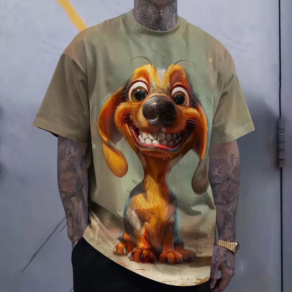 Футболка с коротким рукавом и мультяшным принтом Повседневная одежда для выходных С круглым вырезом Для мужчин и подростков Курорты Весна/Лето/Осень