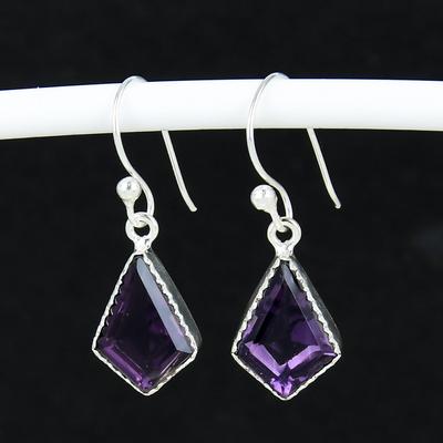 Серьги с аметистовым камнем, старинные серьги из стерлингового серебра 925 пробы, серьги-подвески из серебра в стиле бохо, подарки на день рождения, подарки для нее