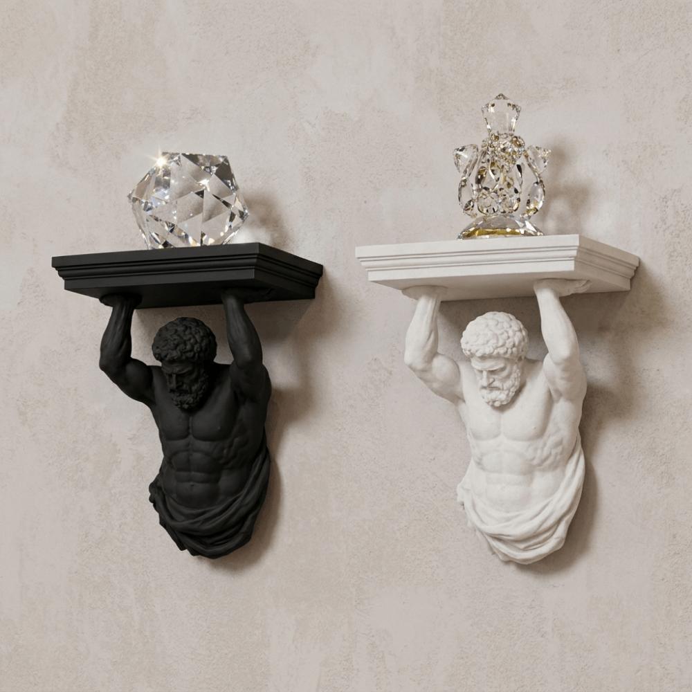 Plastic Floating Storage Rack Decorative Atlas Statue Wall Bracket Atlas Wall Shelf Home Decor