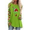 Women's Fashion Casual Long Sleeve Christmas Print Round Neck Pullover Top Blouse