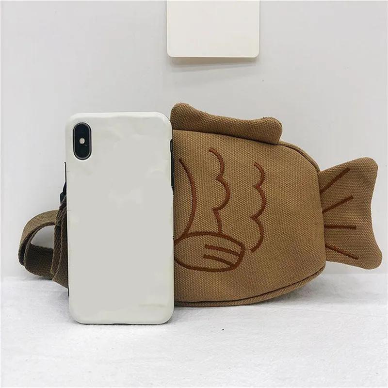 Сумка-мессенджер в форме рыбы из холста, модная, с милой вышивкой, переносная, на молнии, маленькие кошельки, сумки, мини-сумка через плечо