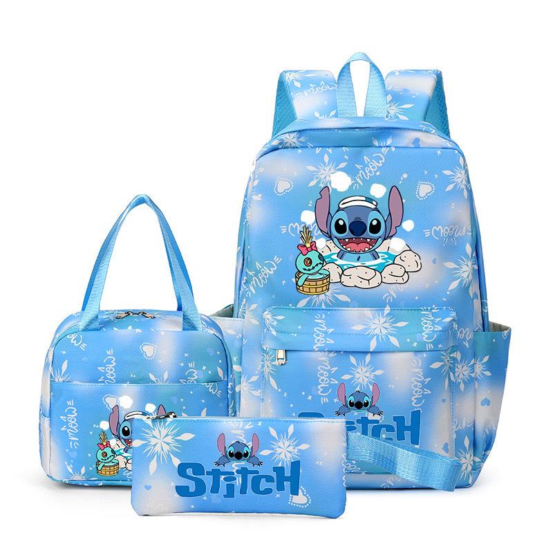 Рюкзак из трех частей Stitch для студентов (мужчин и женщин), Рюкзак с мультяшным принтом для кампуса, Большая вместительная сумка для путешествий и активного отдыха