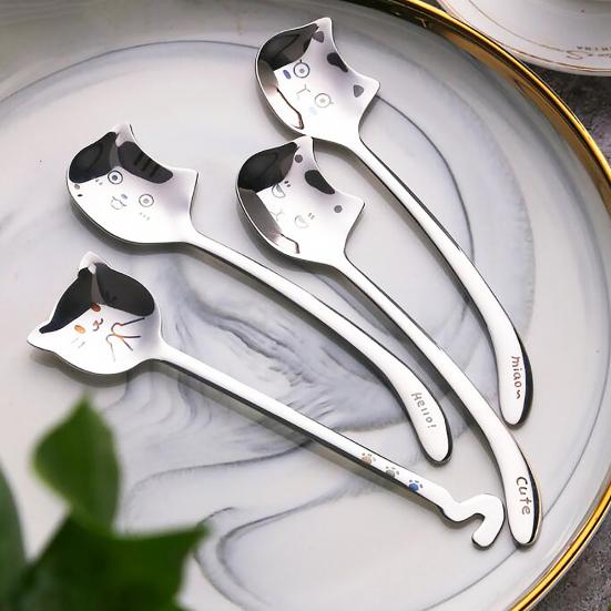 Десертная ложка Нержавеющая пищевая зеркальная поверхность с антипригарным покрытием Гладкая ложка для перемешивания из нержавеющей стали