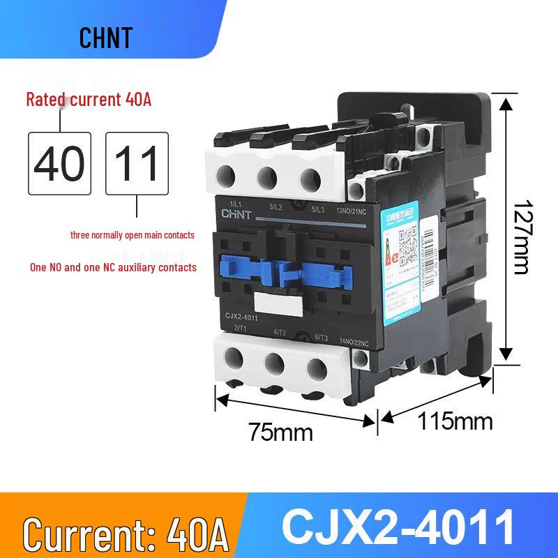 AC Контактор Zhengtai Kunlun CJX2-1210, 220В/380В, 3-фазный, НЗ/НО