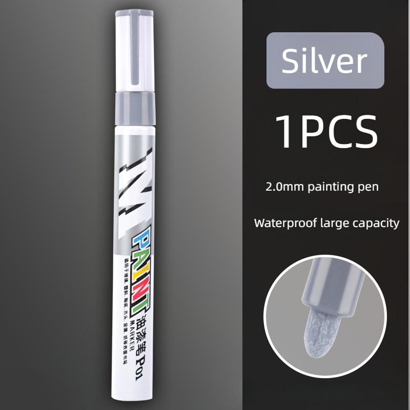 Car paint scratches repair brush pen waterproof water paint marker pen car tire tread care automotive black white red silver