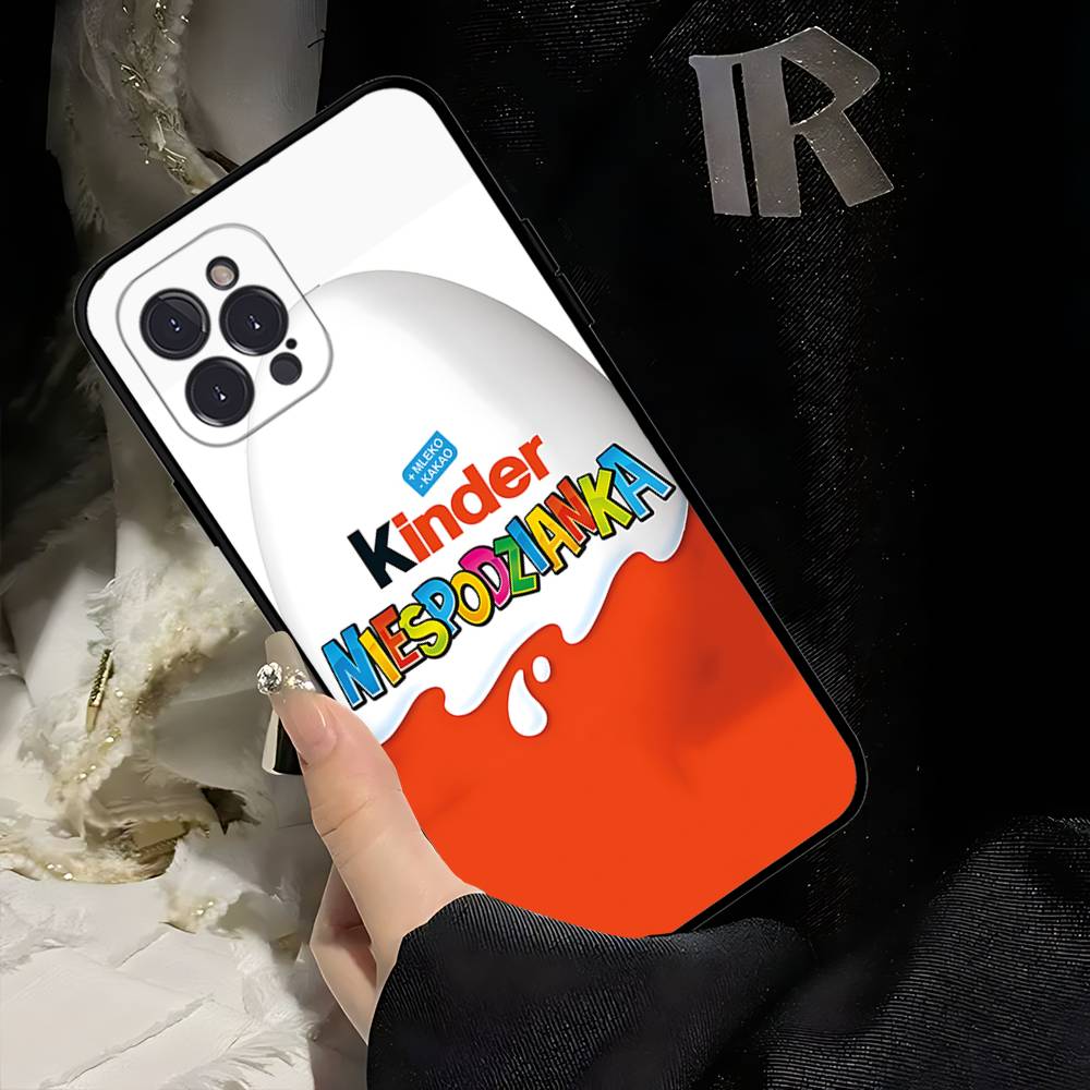 Милый Чехол для Телефона с Логотипом Яиц Киндер Сюрприз Для Iphone 17 16 15 14 13 12 11 Pro Max Plus Черный Чехол