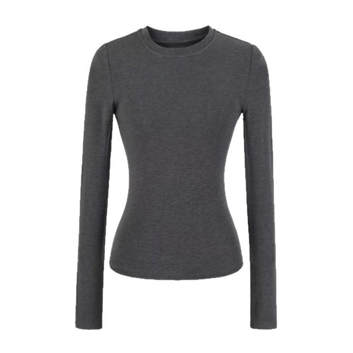 Basic round neck long-sleeved T-shirt women's autumn new American Spice Girl style solid color thin inner bottoming shirt