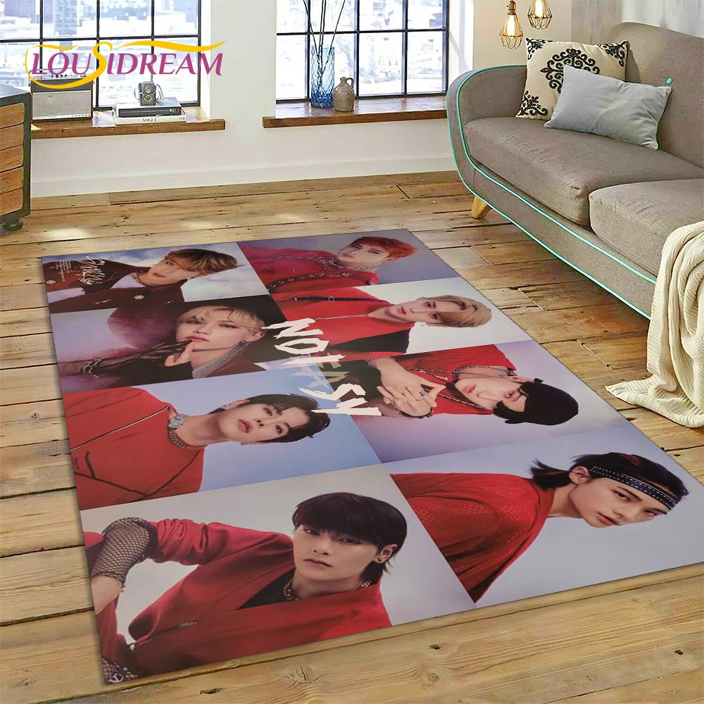 HD Korea Kpop Stray Kids 3D Singer Rug Carpet for Living Room Bedroom Home Decor,Floor Mat Non-slip Decoration for Sofa Doormat