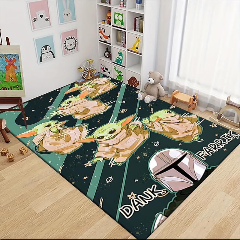 Baby Yoda Space Carpet Rug Soft Washable Anti Slip Home Living Room Sofa Mats Personalized Christmas Rug