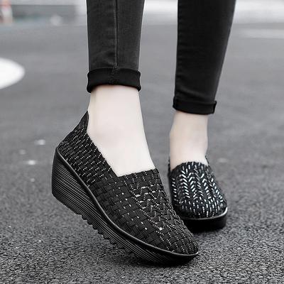 Летние женские кроссовки на платформе, повседневные лоферы на танкетке больших размеров, обувь с толстой подошвой для увеличения роста