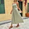 Women's Lace-up Ethnic Style Fake Dress Summer Pleated Halter Dress
