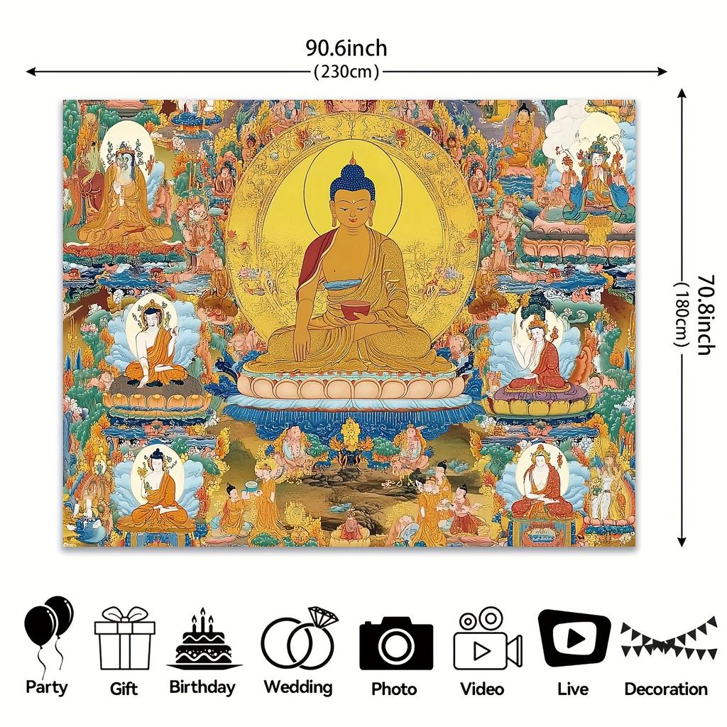 VIKAMA Shakyamuni Buddha Tangka Tapestry Tea Room Zen Living Room Background Wall Room Decoration