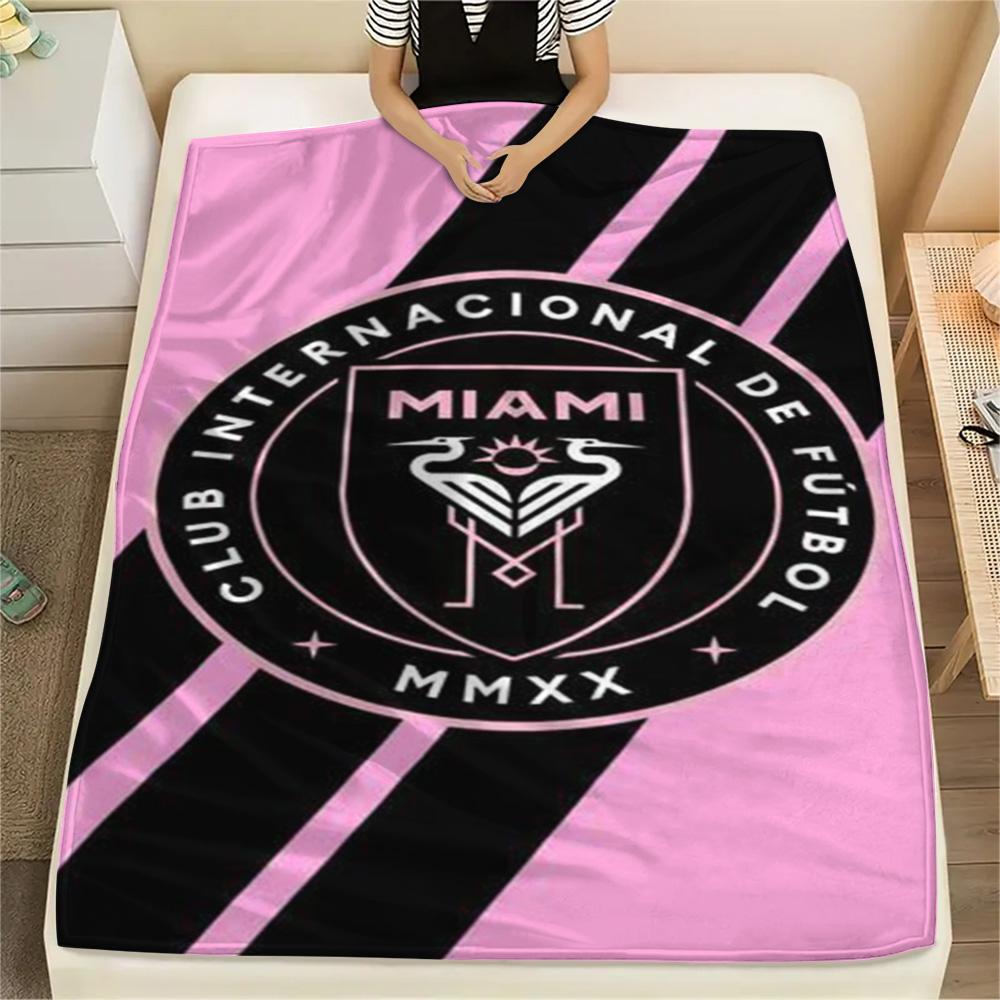 1Pc InterMiami Nacional Print Flannel Blanket High Quality Warm Comfortable Cover for All Seasons Perfect for Gifts Home Decor