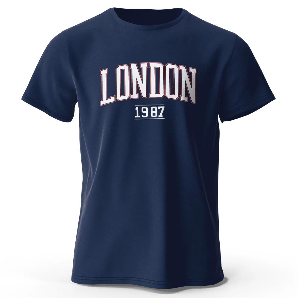 Мужская винтажная футболка London 1987 Sport 100% Хлопок Принт Оверсайз футболки для мужчин женщин Спортивные топы
