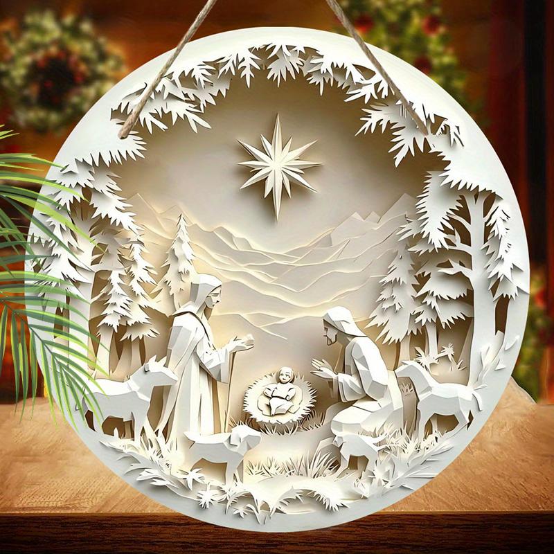 Holy Night Nativity Scene Pendant, Decoration of Home Walls or Doors, 2d Flat Wooden, Christmas Decoration, Gifts for Friends and Family