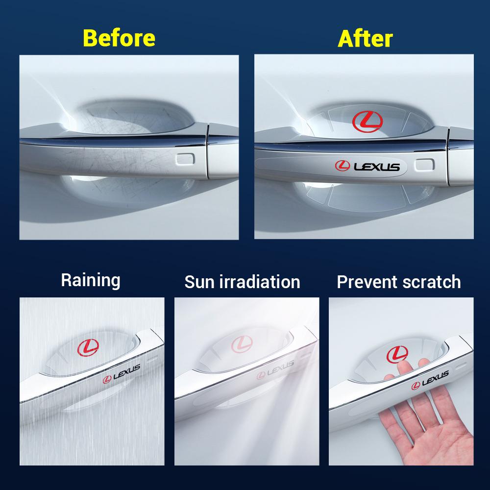 FDM2 4/8Pcs Car Body Door Handle Cup Transparent Protection Emblem Stickers For Lexus F sport CT200h IS RX GX NX UX LX ES RC GS GC LS