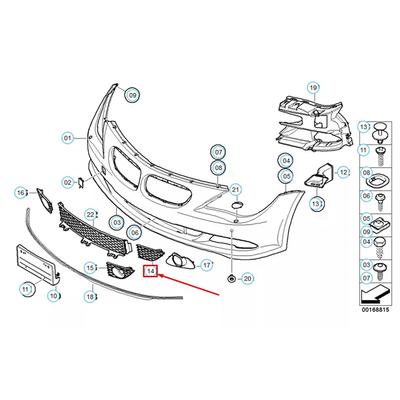 51117184691 51117184692 Пара накладок на решетку переднего бампера для BMW 6 серии E63 E64 2007-2010 Рестайлинг